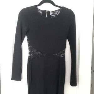 Abbeline black lace cut out dress - knee length